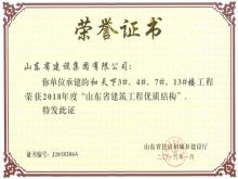 和天下3#、4#、7#、13#樓獲2018年度“山東省建筑工程優(yōu)質(zhì)結(jié)構(gòu)”
